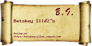 Betskey Illés névjegykártya